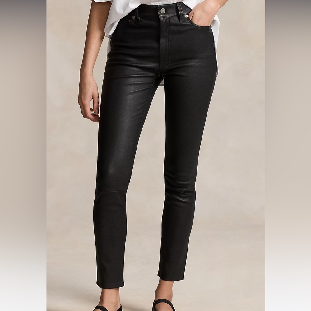 Polo Ralph Lauren Lambskin 5-Pocket Super Slim Pants Size 4 - Picture 5 of 5